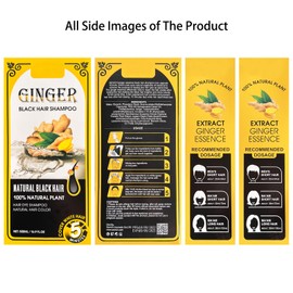 500ml Ginger Black Hair Shampoo, Ginger Shampoo Fast Black Hair Colour Colouring Shampoo, 2-in-1 Half Time Shampoo in Last 30 Days, 5 Minutes Finsh