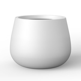 Kante Curva Series Planter, 10.2 Inch Round Concrete Flower Pot with Draiange Hole and Rubber Plug, Suitable for Indoor Plants, Home, Garden, Patio, White