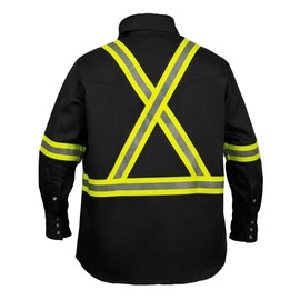 Flame Resistant High Visibility Hi Vis FR Shirt - 100% C - 7 oz (3X-Large, Black)