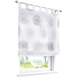 Bailey Jo Roman Blind With Circle Motif Print Design, Transparent Voile Curtain