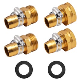 2 Pack 5/8 Inch Aluminum Garden Hose Connector with Stainless Steel Clamps, Garden Hose Repair Kit, Garden Hose Fittings
