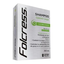 Folcress Shampoo Control Caspa para Hombre - Anticaspa, Ozonizado, Fórmula Avanzada con Piritionato de Zinc - Cuidado Cabello Graso - 260 ml