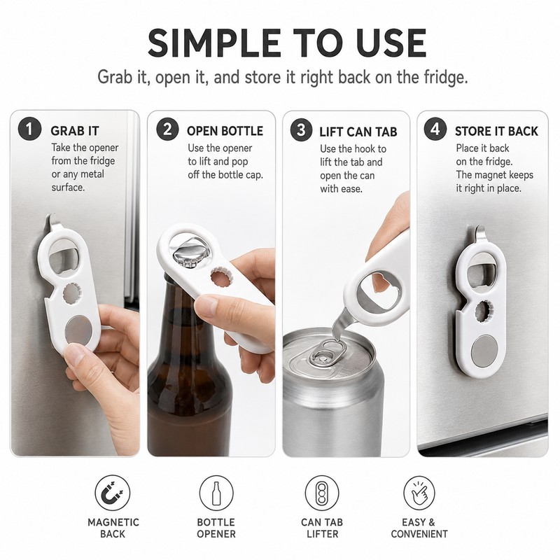 Multi-Purpose Bottle Opener for Kitchen Use – Stainless Steel Beer