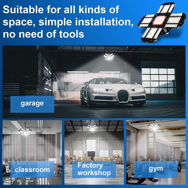REHAVE Garage Lights Ceiling Led, 12 Panel Plug in Shop