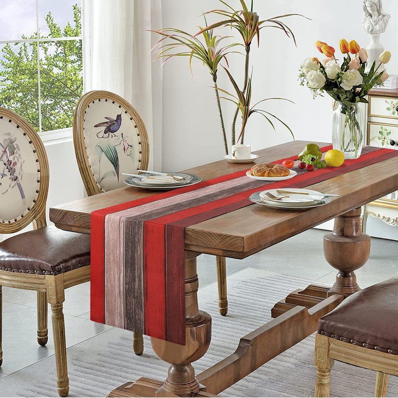 Hanrunsi Red Table Runner 33 X 183 cm Rectangle Coffee