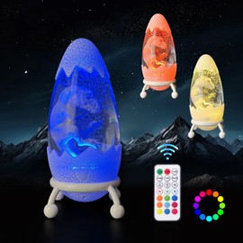 Lily's Home Dinosaur Night Light Lava Lamp for Kids Room 1Piece - 12-Color Remote Control, Bubble Design, Adjustable Brightness - 9.8'' H - USB Powered - Ideal for Children Gifts, Birthday & Holidays