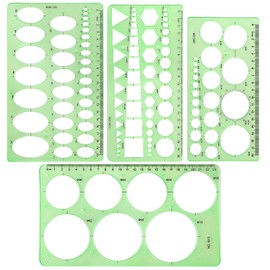 Circle Template for Drawing, 4pcs Plastic Circle Stencil Template Ruler Round Drafting Geometric Stencils Measuring Tool for Students