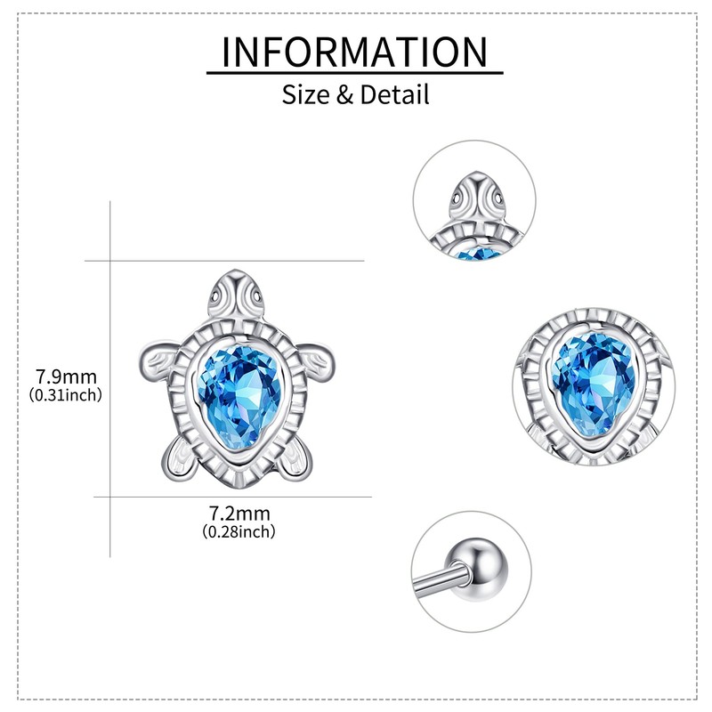 Sea Turtle Earrings Sterling Silver Turtle Screw Back Stud Earrings