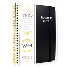 Calendar Planner 2025, Black To Do List Notebook, A5 Academic Planner 2025, Jan 2025- Dec 2025 Monthly Planner, 25 Planner Weekly and Monthly with Tabs, Back Pocket (Black)