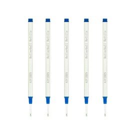 Rollerball Pen Refills - Smooth Writing German Ink and Fine 0.5 mm Threaded Rolling Ball Refills (5 x Blue)