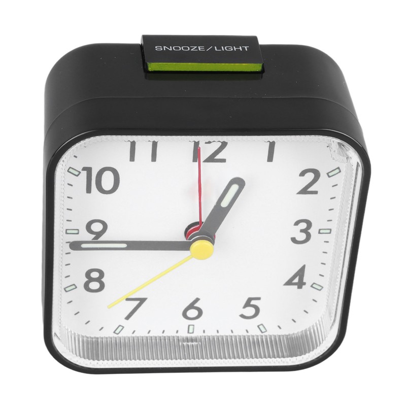 Small Clock Black Alarm Silent Minimalistic Design Snooze with Backlight