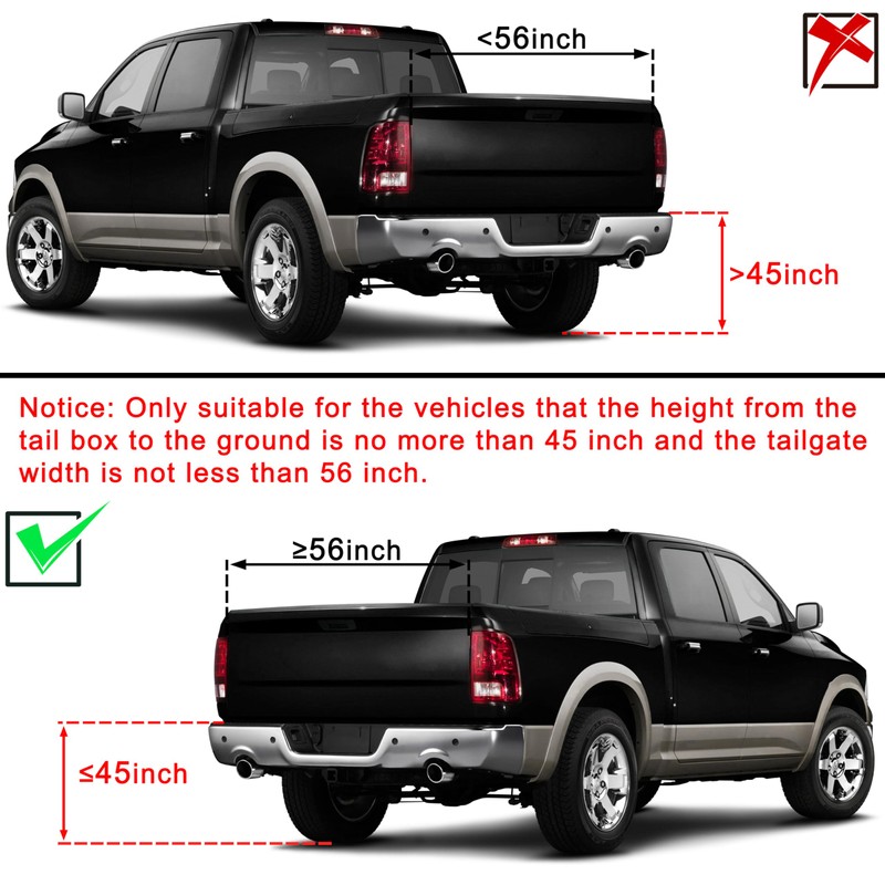 KEWISAUTO 45" Foldable Pickup Truck Tailgate Ladder with Grab Handle,