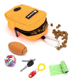 Small Dog Treat Bag, Portable Dog Treat Bag for Leash with Clip, Puppy Training Bags Built in Poop Bag Dispenser, Pocket Sized Dog Treats Pouch, Doggie Snack Rewards Bag, Dog Treat Carrier