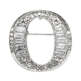 PATIKIL Letters Brooch Pins, Letter O Initial Rhinestone Brooch Metal Broaches Pins for Women Men Breastpin Gifts Jewelry, Silver