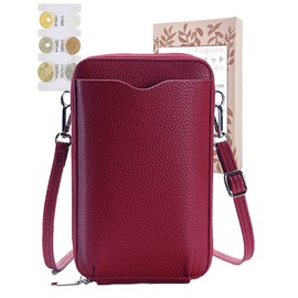 Kugusa Smartphone Pochette Smartphone Shoulder Pouch Shoulder Bag Women's Wallet Crossbody Coin Holder Men's, red