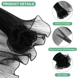 M METERXITY 2 -Pack Perlenkante Blumenverpackungspapier, 142 Zoll x 11 Zoll Blumenstrauß Verpackungsmesh-Papier für die Verpackung von frischen Blumen/Hochzeit/Valentinstag [Schwarz]