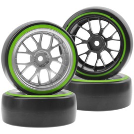 HIRCQOO Hard Plastic Wheel Rims & Plastic Tires 12mm Hex Y-Shape Compatible with Traxxas HSP Tamiya Kyosho Himoto WLtoys Redcat 1/10 RC Drift Car