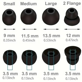 Zotech Replacement Earbud Tips for Powerbeats Pro Headphones, 8 Pairs (16pcs), Black, Small, Medium, Large, Double Flange