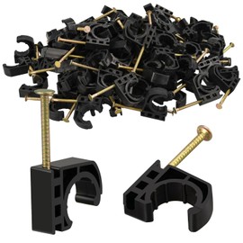 100 Pack Half Clamps J-Hook with Nails Set, 1/2" J-Hooks, J Clamps for PEX, Copper, CPVC Tubing Connections (1/2", 100pcs)