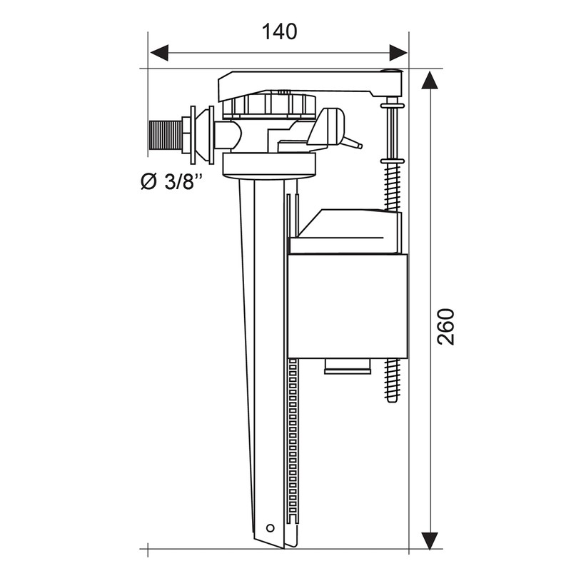 Wirquin Jollyfill 16300002 Filling Valve for Side Installation 3/8-Inch Brass