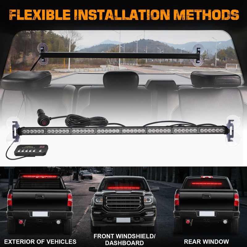 XRIDONSEN 35 inch Traffic Advisor Red Emergency Light Bar 48