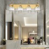 Ralbay Gold Vanity Lights 4-Lights Gold Crystal Bathroom Vanity Lights