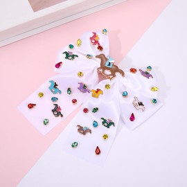 YAHPERN Kentucky Derby Hair Bows Horse Hair Bow Clips for Women Rose Large White Satin Ribbon Bows Kentucky Derby Outfits Accessories Gifts (Pattern A)