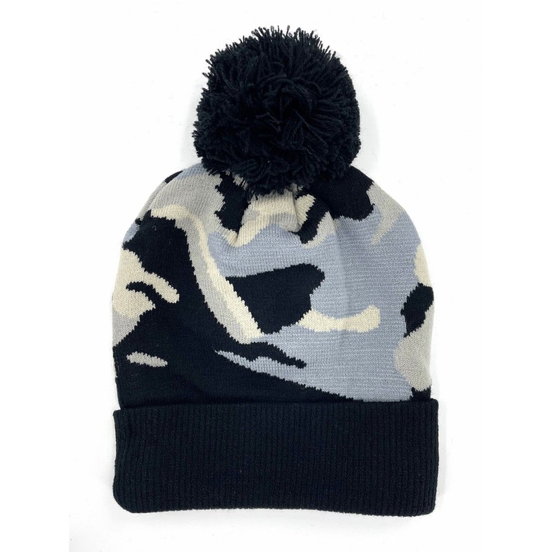 Thingimijigs Boys Camo Pattern Knitted Bobble Hat and Matching Touch