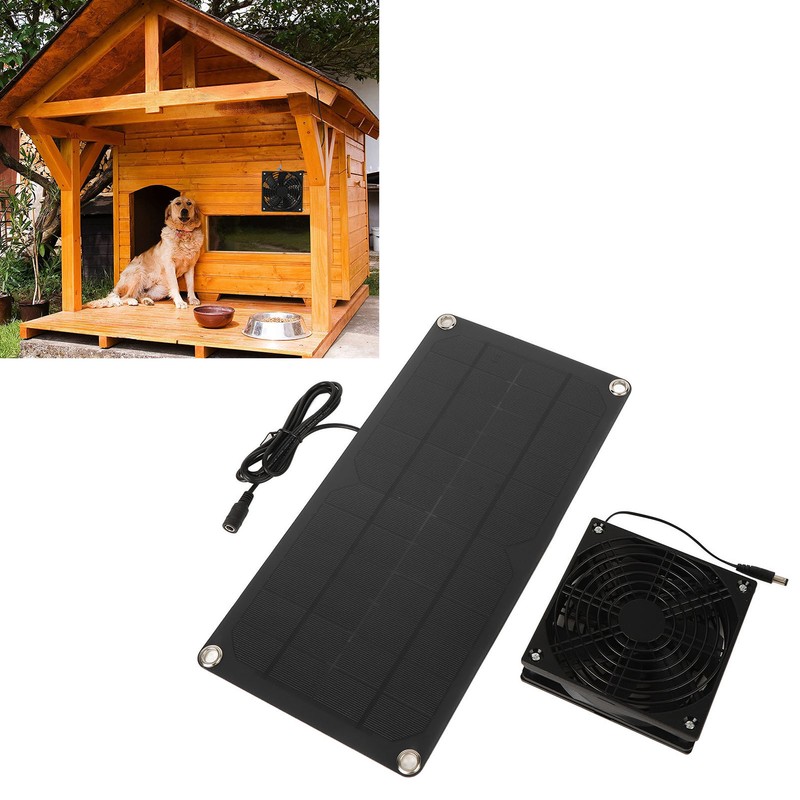 Solar Panel Fan Kit 20W Powered Mini Portable for Greenhouse