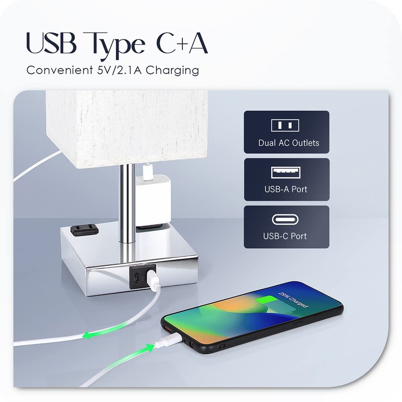 Bedside Lamp with USB Ports - Touch Control Table Lamp