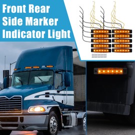 A ABSOPRO Front Rear Side Marker Light 6 LED Waterproof Rectangle Position Lamp for Trailer Truck Caravan RV Van Lorry Tractor Plastic Amber (Set of 10)