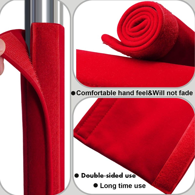 Volecy 5 PCS Refrigerator Door Handle Covers, Velvet Christmas Red