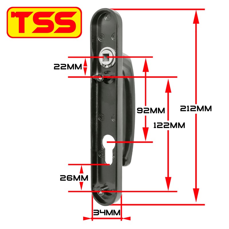 TSS UPVC Door Handle Set in Anthracite Grey, 92mm PZ