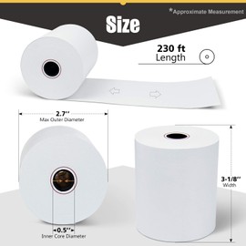 (30 Rolls) 3-1/8 X 230 ft Thermal Credit Card Paper, 80mm Receipt Printer Square POS Register - Azure Zone