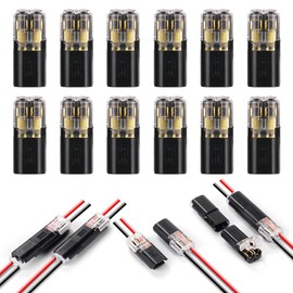 flintronic Wire Connectors, 12Pcs Quick Dual Wire Terminal Block, 2 Pin Peel-free Push-type Design Connectors, 18-22AWG Wire Quick Splice Connector Wire Crimp Terminal Wire Connector