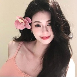 5 Pcs Multicolored Flower Hair Clip Women Big Chiffon Orchid Flower Hairpin Hair Clip Bohemian Hawaiian Flowers Hair Clip Hair Barrette Headwear for Women Girls Party Wedding