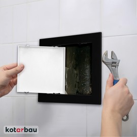 KOTARBAU® Inspection Door 15 x 15 cm Inspection Flap Drywall Black Plastic Maintenance Flap Inspection Cover Service Flap Inspection Door Cleaning Flap