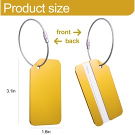 Luggage Tags, Aluminum Alloy Luggage Tag with Name ID Card and Stainless Steel Loop, H HOME-MART Baggage Tag Suitcase Tags Travel Accessories for Checked Luggage Travel Essentials(Gold+Gold)