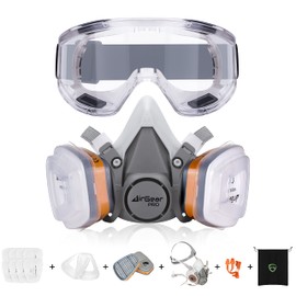 AirGearPro G-500 Respirator Mask with A1P2 Filter, Gas Mask, Dust Filter and Goggles, Dust Mask for Painting, Work, Grinding, Fine Dust