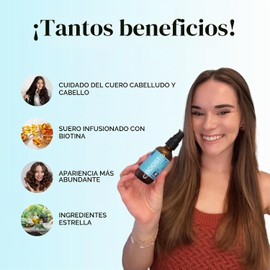 Maple Holistics Biotin Hair Growth Serum - Serum Espesante Capilar Romero Con Cafeína De Menta Y Aceite De Ricino Negro Para El Crecimiento Del Cabello - Serum Voluminizador Para El Crecimien