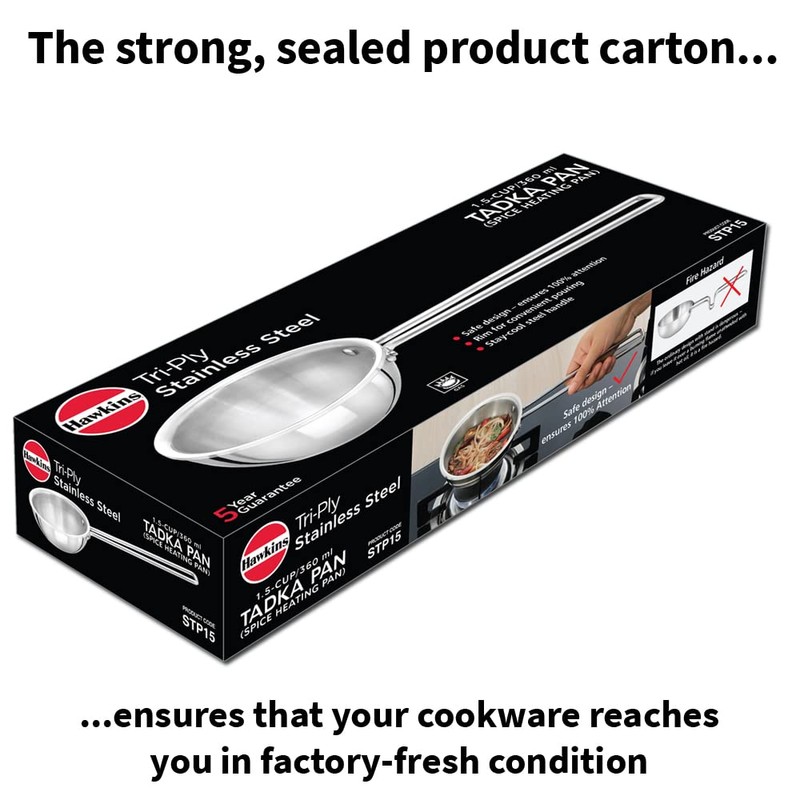 Hawkins 1.5 Cup Tadka Pan, 360 ml Triply Stainless Steel