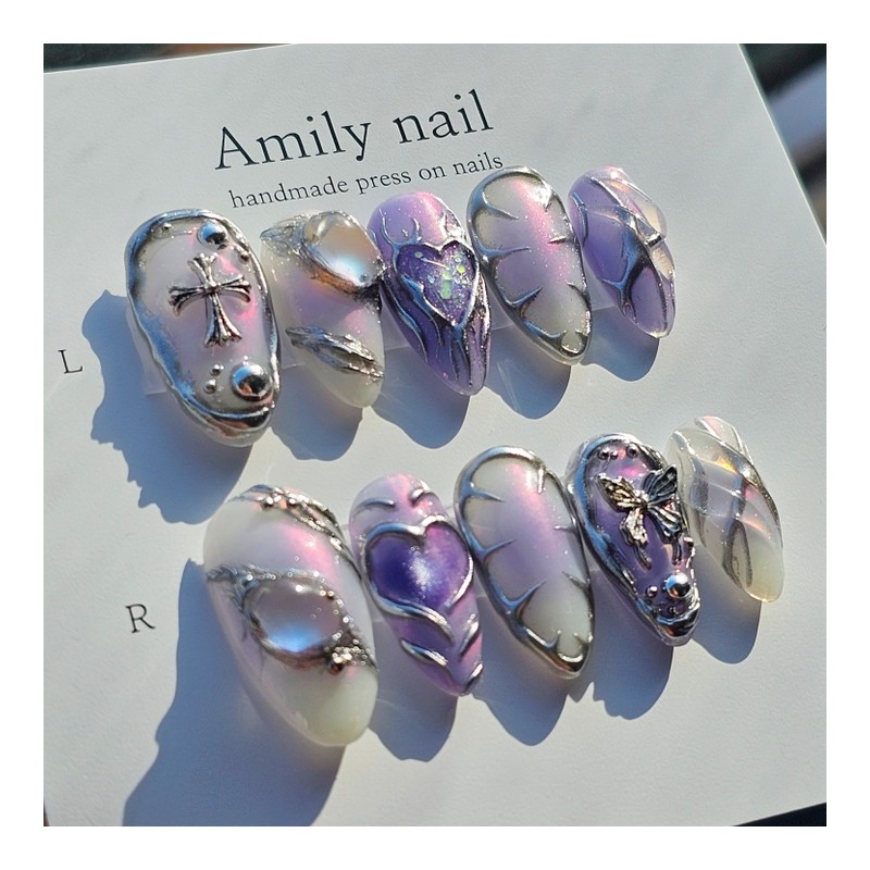 Mystic Glow [Handmade Nail Tips] Emily Nail - Coffin /