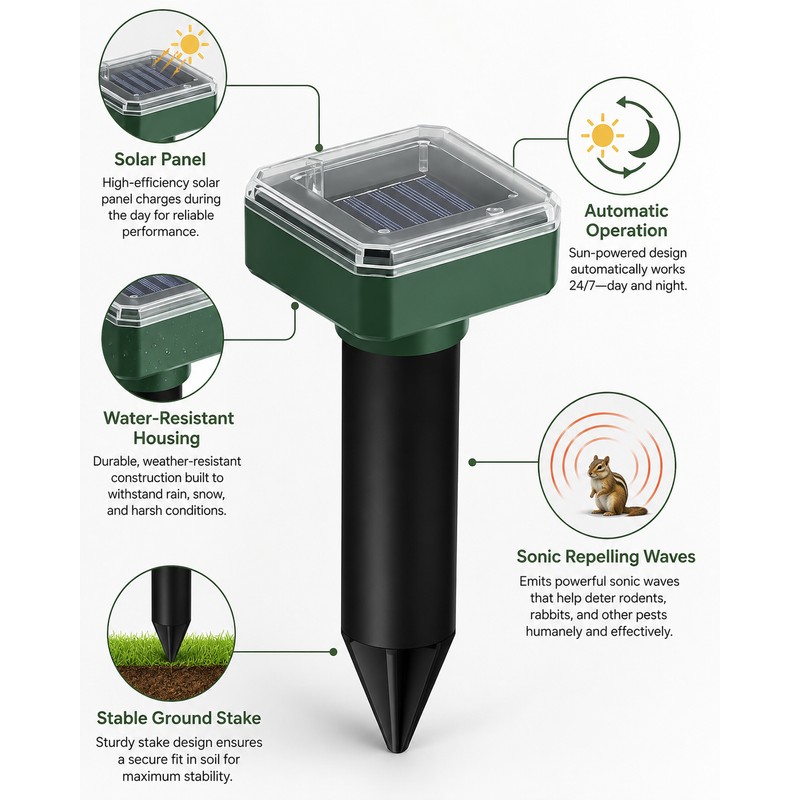 2-Pack Solar Sonic Garden Stakes for Outdoor Use – IP44