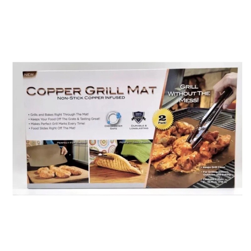 Idea Village (2) Pkgs Non-Stick Copper Grill and Bake Mat