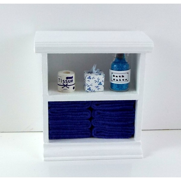 Town Square Miniatures Dolls House Miniature Furniture Small Shelf Unit & D Blue Bathroom Accessories