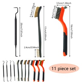 11 Pcs Brass Brush, Brass Wire Brush, Wire Brush Set, Small Wire Brush, Wire Brush, Cleaning Welding Slag And Rust, Handy Steel/Nylon/Brass Brush Set Suitable For Cleaning Paint/Rust/Dirt