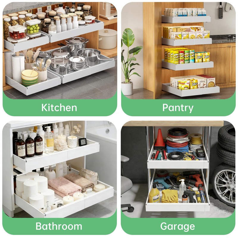 Pull out Cabinet Organizer, 2 pack, 20.5" Deep Heavy Slide