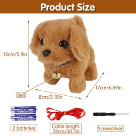 Lotvic Electronic Pet Toy Dog Running and Barking, Electronic Pet Dog, Interactive Plush Toy with Walking, Barking, Tail Feather for Children Girls 3 4 5 6 Years