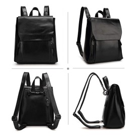 Jywmsc Women's Leather Backpack Waterproof School College Bag Magnetic Closure Backpack for Girls, black, Modern