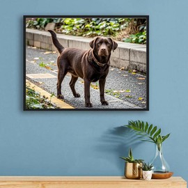 Diamond Art Chocolate Labrador Retriever 5D Diamond Painting DIY Kits Full Round Drill Bead Rhinestones by Number Mosaic Embroidery Arts and Crafts for Living Room Bedroom Home Wall Decor 12x16 inch